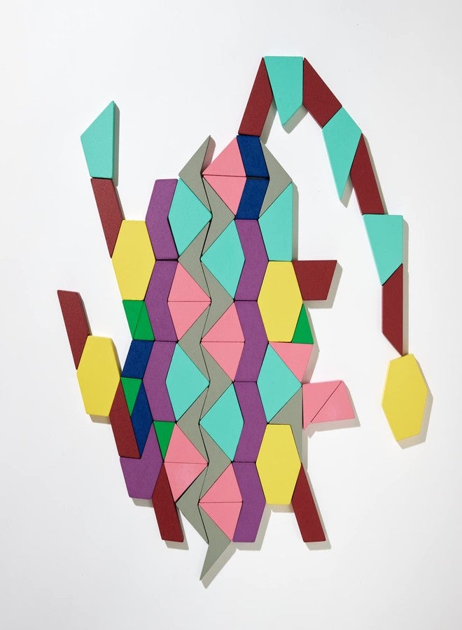 ماث فور لوف مجموعة مكعبات أنماط القرن الحادي والعشرين من ماث فور لوف - مجموعة من 132 مكعبًا خشبيًا ملونًا بثمانية أشكال للعب الإبداعي في مجالات العلوم والتكنولوجيا والهندسة والفنون والرياضيات في المنزل أو المدرسة - Image 2